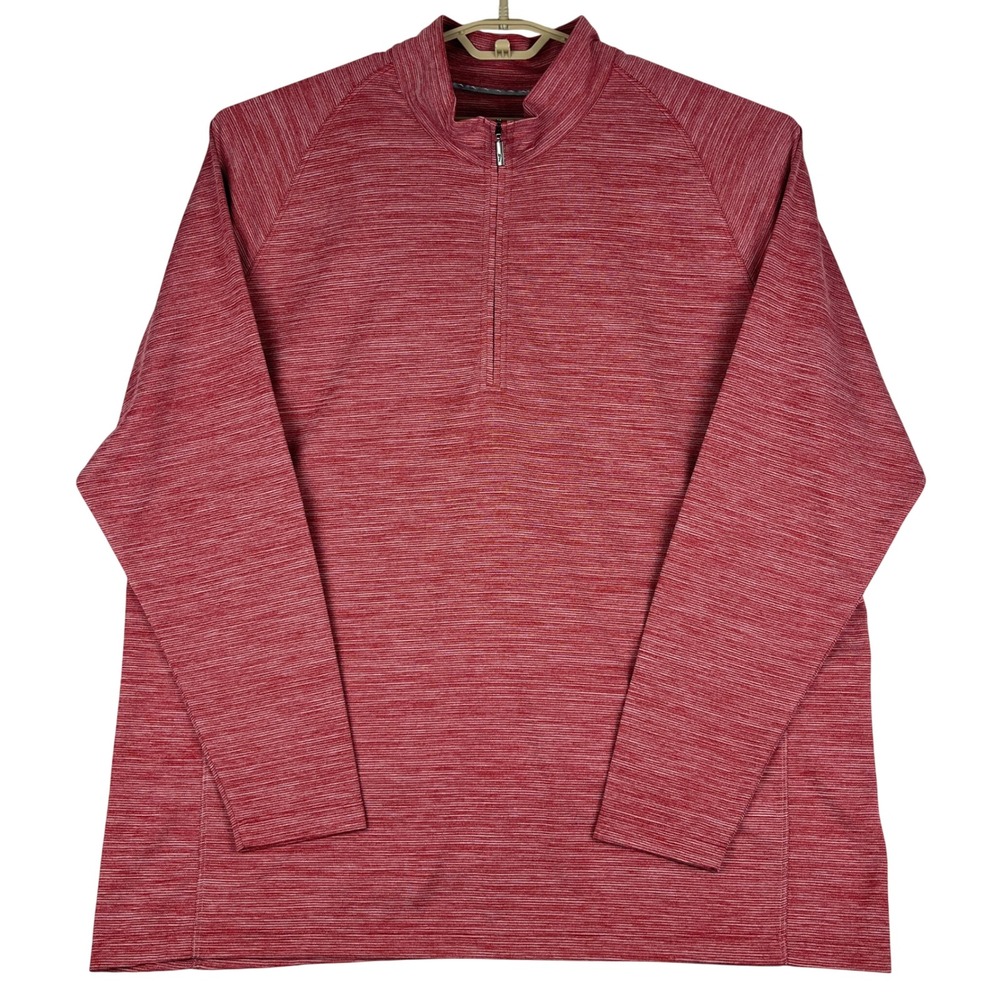 Tommy Bahama Pullover Mens 3XLT‎ Red Space Dye Quarter Zip Long Sleeve Shirt
